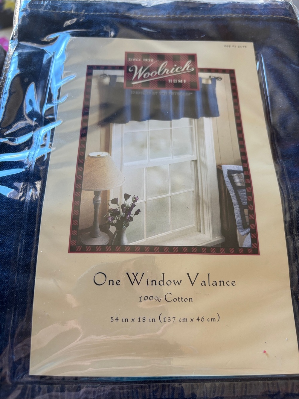 Woolrich Blue Window Valance Cotton Blend